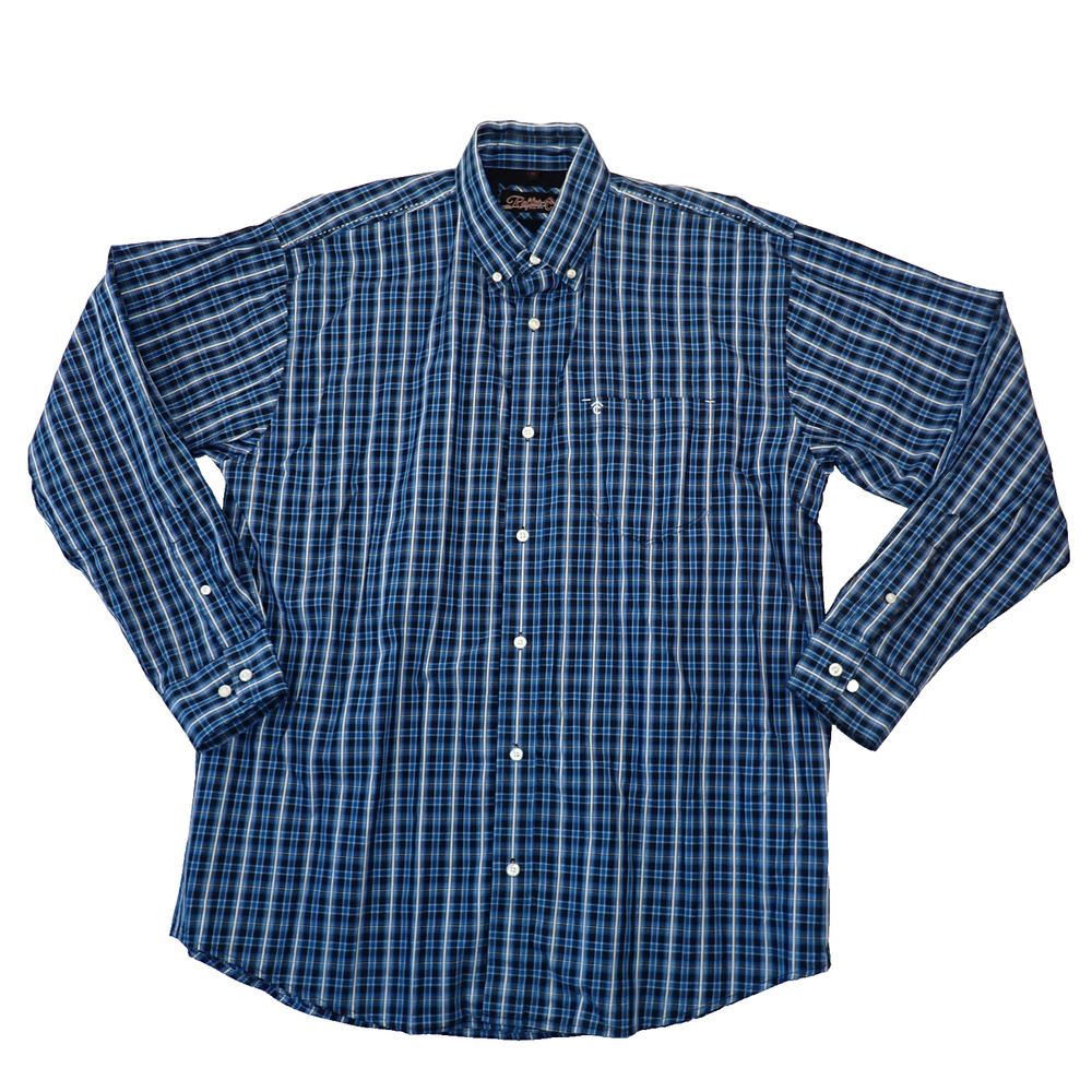 Rafter C Men’s Western Shirt XL Blue Plaid Long Sleeve Button Front Cowboy Ranch